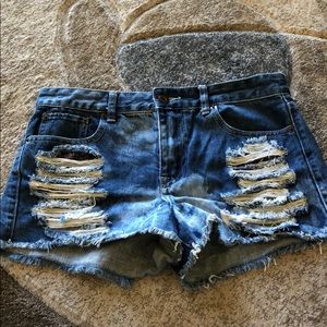High waisted denim shorts